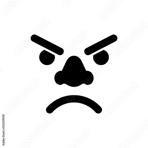 Aggressive Frown with Scrunched Nose Expressing Anger and Intensity