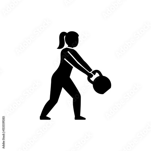 Woman holding kettlebell performing side swing strength exercise