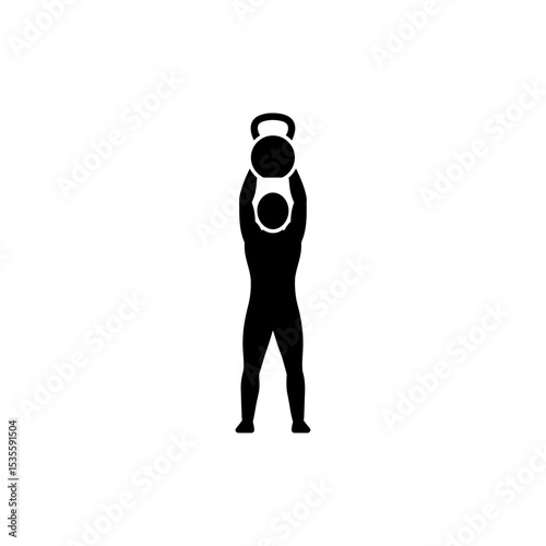Person Performing Kettlebell Overhead Lockout Strength Exercise