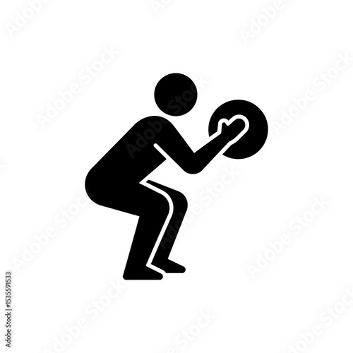 Person Doing Downward Squat Holding Medicine Ball Exercise
