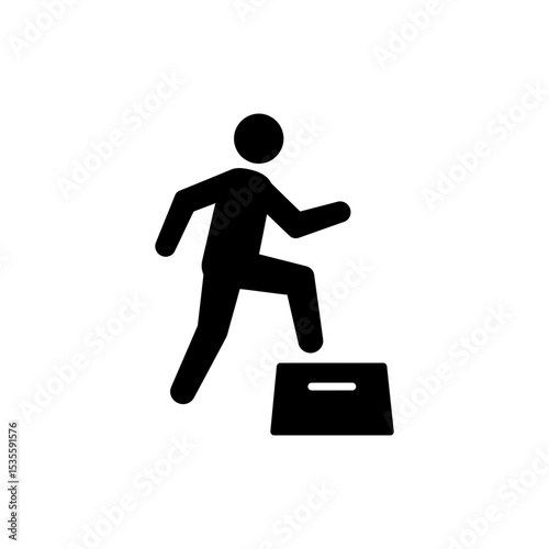 Person Doing Box Step Up One Foot Elevated Fitness Exercise