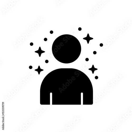Character surrounded by sparkles symbolizing magic and glamour