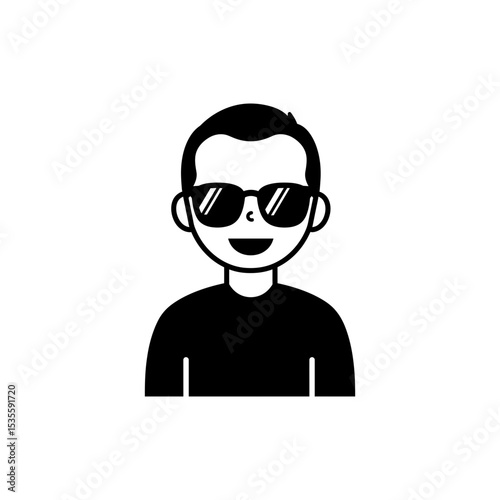 Character Smiling Wearing Sunglasses Happy Expression