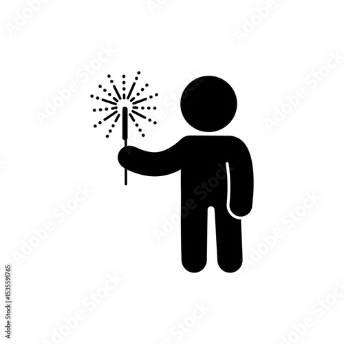 Character holding sparkler celebrating festive moments