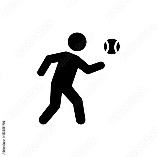 Tennis player serving ball on court