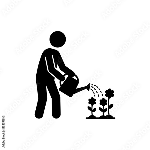 Person Watering Flowers Gardening Activity for Plant Care