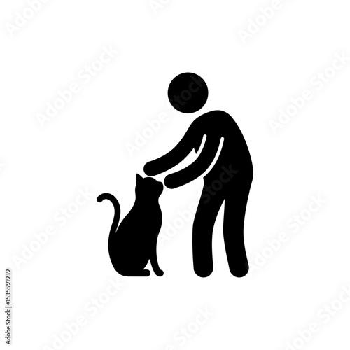 Character gently petting a cat for companionship
