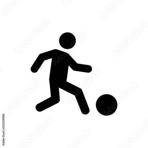 Character Kicking Ball Playing Active Sport Game