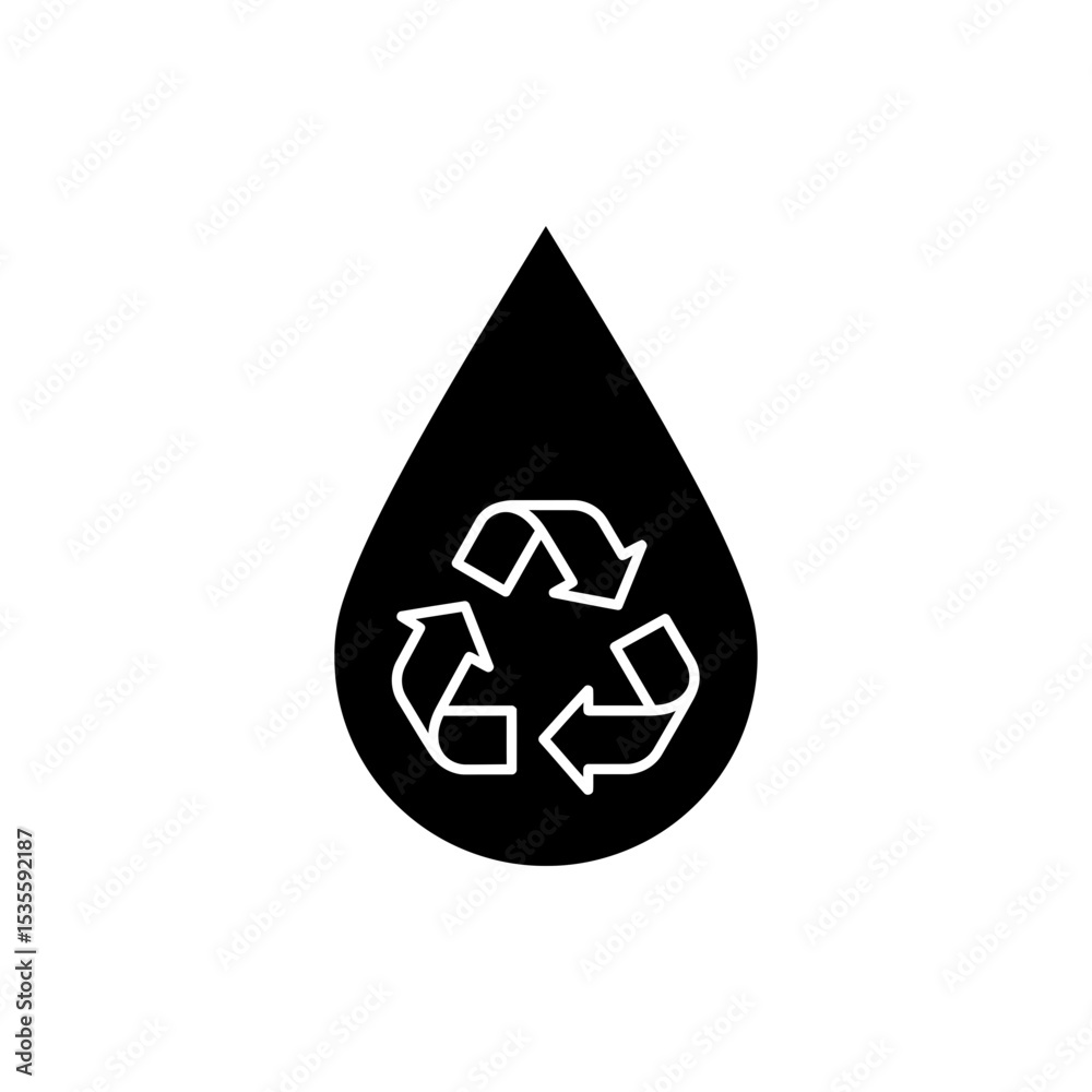 Obraz premium Water droplet with recycling arrows for water conservation concept