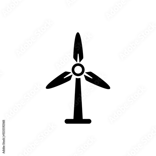 Wind turbine casting tree shadow for renewable energy harmony concept