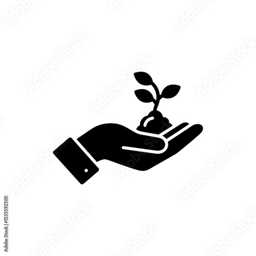Minimal seed in hand icon symbolizing care, growth, and nature