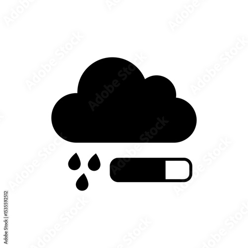 Rain Cloud Icon with Recharge Battery Indicator