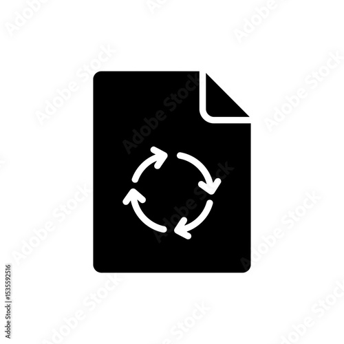 Recyclable paper icon with arrows in circle for paper reuse process