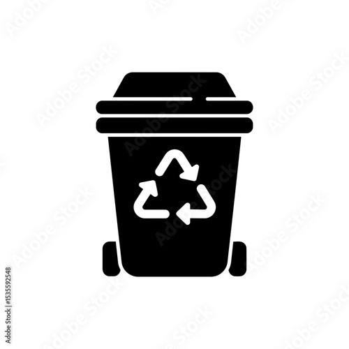Recycling Box Icon with Arrows Positioned on Top