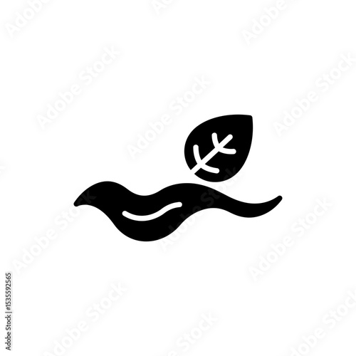 Leaf floating in clean stream icon representing natural purity and eco flow