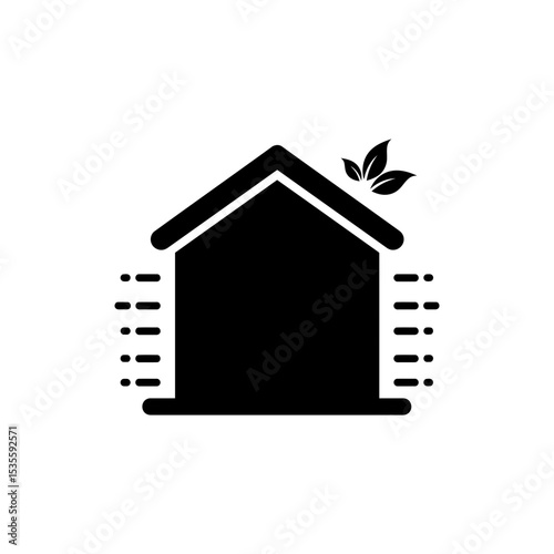 Eco house glowing with lines icon symbolizing clean energy usage