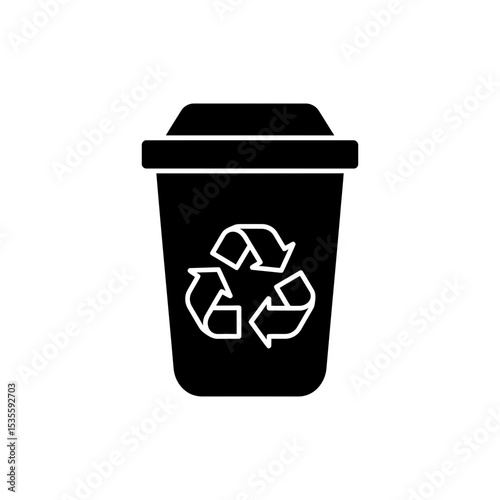 Recycling bin icon with swirling arrows symbolizing eco process