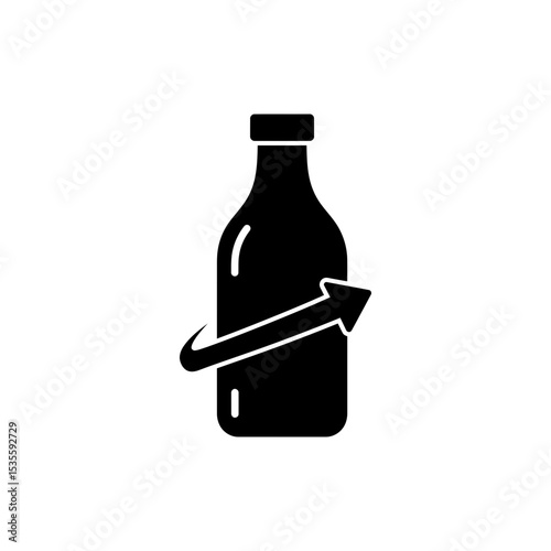 Arrow wrapping a bottle icon symbolizing recycling and reuse