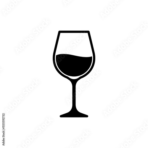 Wine glass icon with half filled liquid level