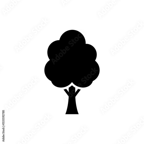 Tree Icon with Round Top Canopy Silhouette