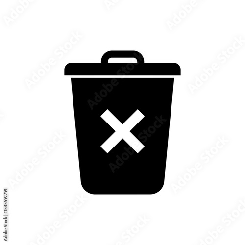 Trash Can Icon with X Mark for Deletion