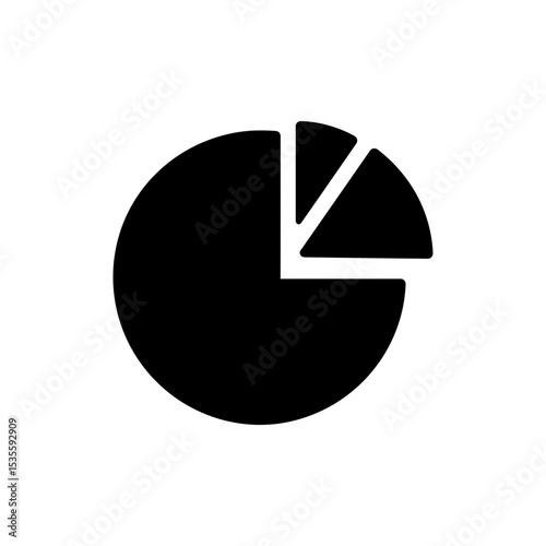 Pie chart icon with one segment pulled out for data visualization