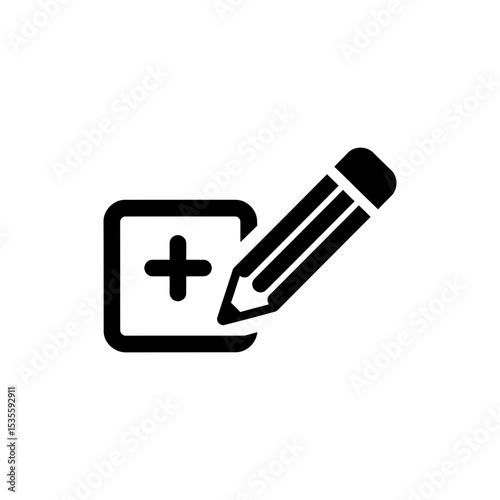 Pencil icon inside editing box for content creation and revision