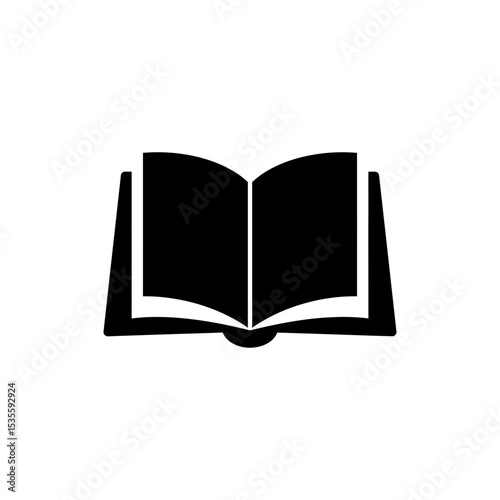 Open book with curved pages on surface