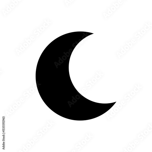 Smooth crescent moon icon with clean curves for lunar phase symbol