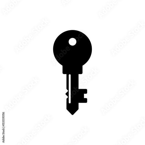Key Icon with Round Head and Jagged Teeth Design