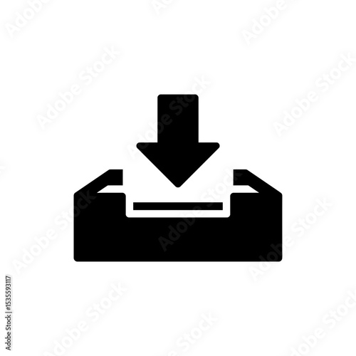 Inbox Tray Icon with Down Arrow Indicating Mail Reception