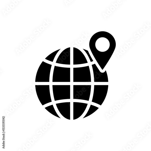 World globe icon marked with location pin