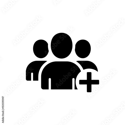Group Icon with Plus Symbol Representing Add Member
