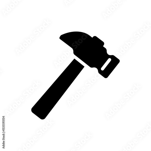 Square Head Hammer Icon with Long Handle