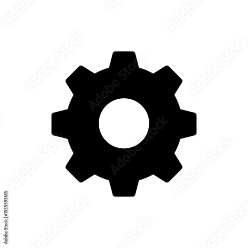 Mechanical gear icon with symmetrical teeth