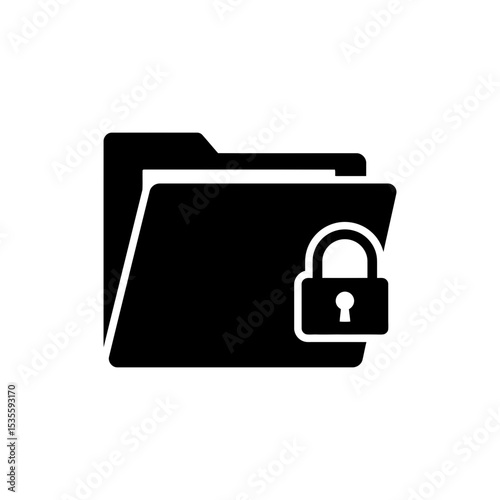 Folder with lock symbol icon for secure file storage and privacy