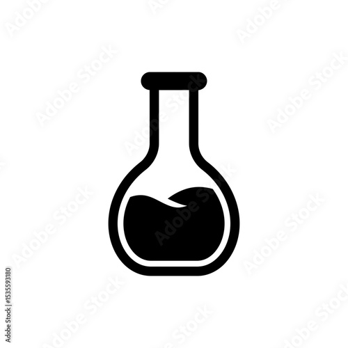 Flask icon with sloshing liquid symbolizing chemistry experiment