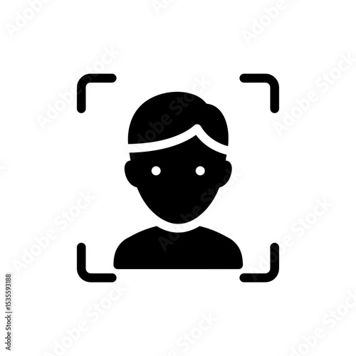 Facial Recognition Icon with Square Scan Frame