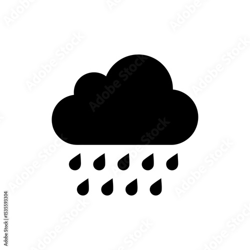 Cloud with raindrops icon for weather and climate apps