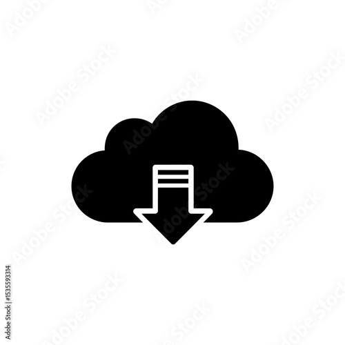 Cloud icon with downward arrow for download vector symbol