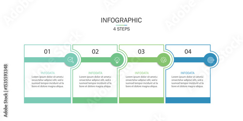 Business infographic template timeline with 4 element for presentation. Workflow, marketing, planning, timeline and annual report. Vector illustration.