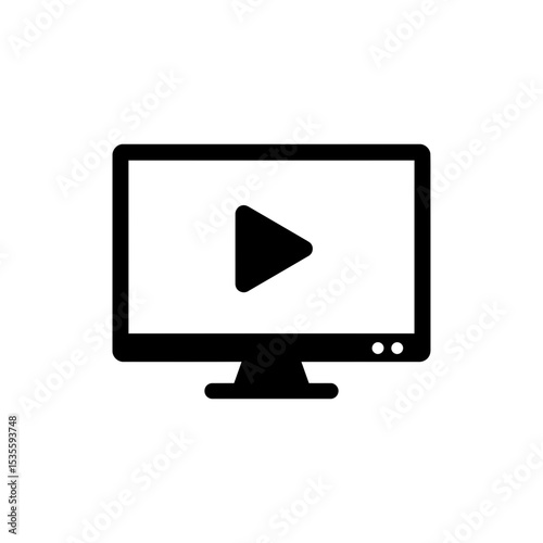 Computer monitor with play button representing video or media playback