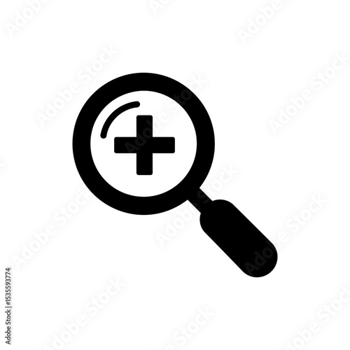 Magnifying Glass with Plus Icon Representing Zoom In and Search Function