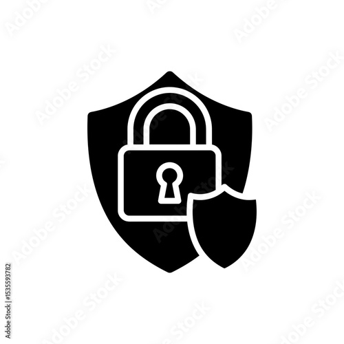 Lock with Shield Background Icon Representing Strong Security and Protection
