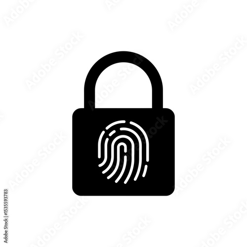 Lock with Fingerprint Center Icon Representing Biometric Security and Access