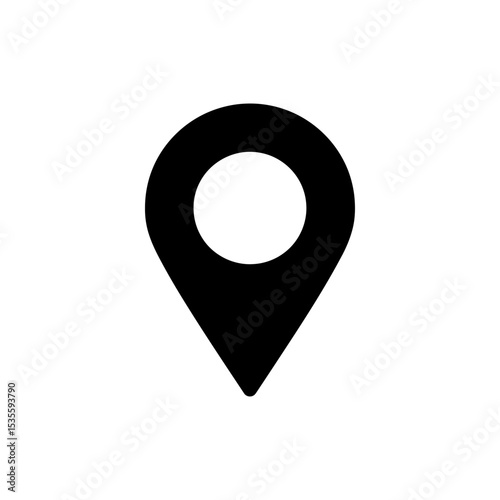 Location Pin with Flat Tip Icon Representing Map Marker and Geolocation
