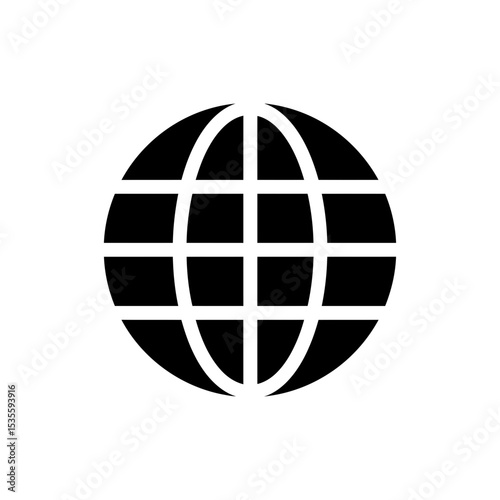 Globe Icon with Horizontal and Vertical Lines Global Network