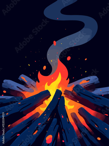 smoldering charred wood with glowing embers in deep cracks, soft orange and red light reflecting from the burnt surface 