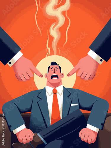 Toxic work, abuse or bullying colleagues, bad culture make exhausted depressed employee, fear of failure and responsibility