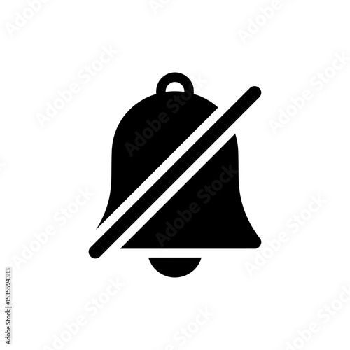 Bell Icon with Slash Symbol Mute Notification Icon